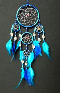 Dreamcatcher boys girls blue turquoise traditional dream catcher shells + beads - Picture 1 of 5