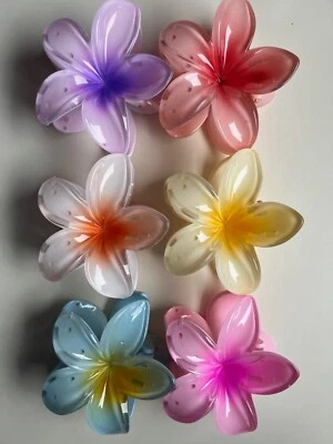 Hawaiian Claw Clips for Thick Hair,Flower Hair Clips Large Plumeria Clips - Image 1 of 2