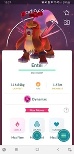 🔥Non Shiny Dynamax (No deslumbrante) Entei Pokemon GO🔥 Exchange or 30 Days - Imagen 1 de 1