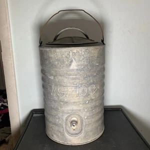 Vintage IGLOO Galvanized - All Metal 3 Gallon Water Cooler Rustic Decor Patina - Picture 1 of 9
