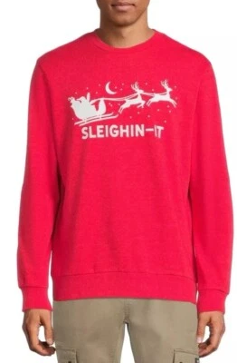Sudadera polar Holiday Time para hombre Trineo-It Navidad roja talla 3X Foto 1 de 4