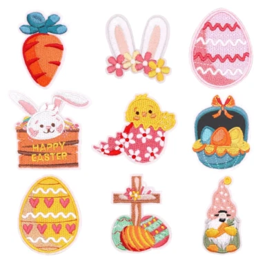 Easter Iron on Patches for Clothes, 9PCS Cute Iron on Knee Repair Patches + 3pcs - Image 1 of 4