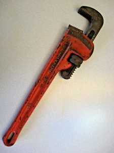 RIDGID TOOL CO 14" HEAVY DUTY RED STRAIGHT PLUMBING PIPE WRENCH MADE IN USA - Picture 1 of 4