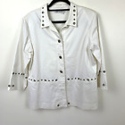 Nancy Bolen City Girl Womans White Button Down Embellished Top Size Medium