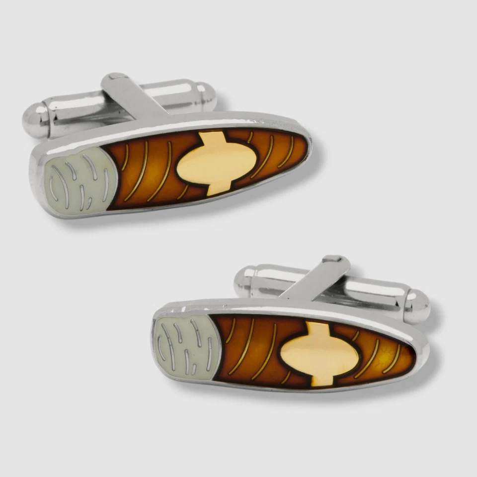 Gemelos de cigarro Cufflinks Inc. marrón plateado esmaltado para hombre Foto 1 de 1
