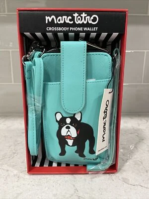BULLDOG Por Marc Tetro CARTERA DE TELÉFONO BANDOLERA Muñequera CAJA Conjunto de Regalo Perro ¡NUEVO! Foto 1 de 4