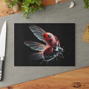 "Elegant Ladybug" Glass Cutting Board, Nature-Inspired Kitchen Decor Unique Gift - Bild 1 von 13