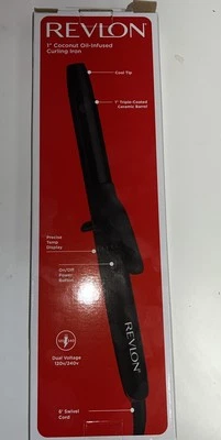 Revlon SmoothStay Coconut Oil-Infused Curling Iron | for Shiny, Smooth Curls 1” - Image 1 of 2