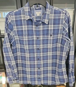 LL Bean Damen Large blau kariert Baumwolle Knopfleiste Hemd Scheune - Bild 1 von 7