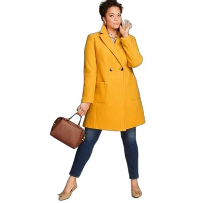 Talbots яркий желтый двойной грудью шерсти пальто blazer размер P средний уютный милый - Изображение 1 из 4