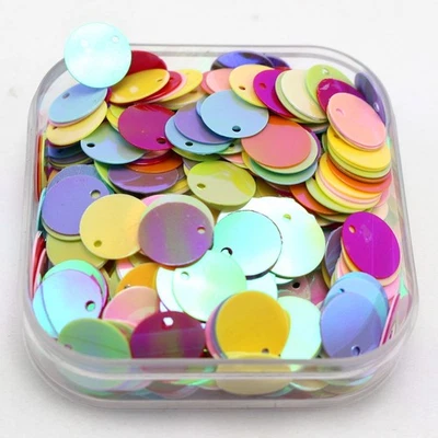 2000 Mixed Color Flat Round loose sequins Paillettes Top Hole 10mm sewing Weddin - Image 1 of 4