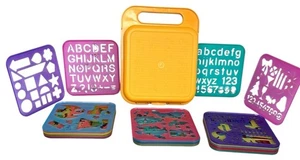 Tupperware Tuppertoys 21 Stencil Art Letters Numbers Holidays Carrying Case - Picture 1 of 6