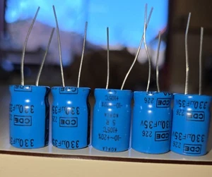 QTY 30 New CDE 330UF 35V 105C Radial Electrolytic Capacitors - Picture 1 of 1