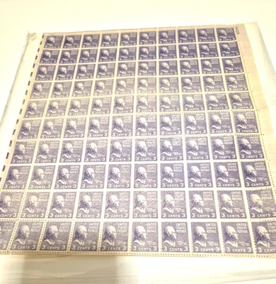 Error USA stamp 3cts Prexy Sheet Underinked Error stamps USA 1939 Jefferson 3c - Image 1 of 4