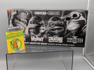 NECA Universal Monsters X Teenage Mutant Ninja 4er Turtles Black & White 1A - Picture 1 of 9