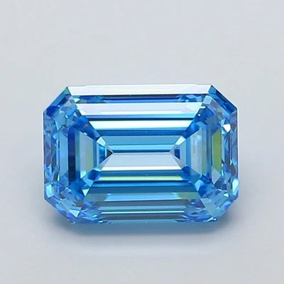 3.20 Ct Fancy Vivid Blue Emerald Cut Lab Created Diamond VVS2 IGI Certified - Image 1 of 4