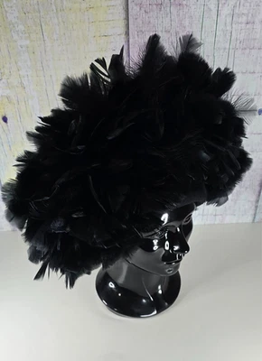 Vintage Designer Jack McConnell Boutique Black Feather Statement Hat - Image 1 of 4