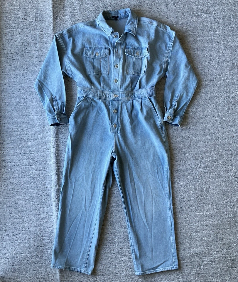 Mono de mezclilla Express para mujer grande azul lavado claro Foto 1 de 4