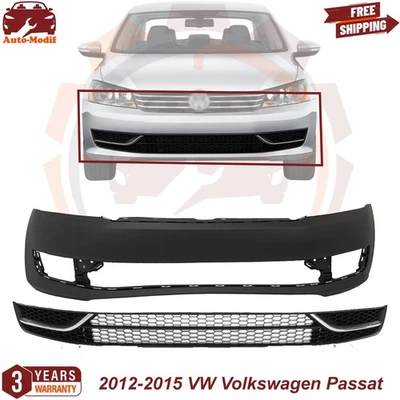 Front Bumper Cover Primed & Lower Grille Kit For 2012-2015 Volkswagen Passat — 第 1/4 张图片