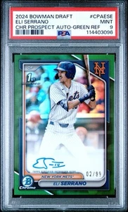 ELI SERRANO 2024 Bowman Draft Chrome Prospect AUTO True Green/99 PSA 9 - Imagen 1 de 2