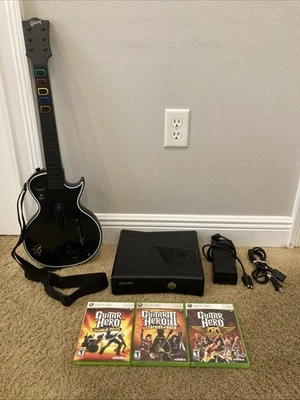 Xbox 360 S Console 4GB + Guitar Hero bundle + Guitar + Games. Tested!! - Image 1 of 4