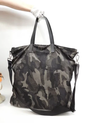 Prada Tote Bag Saffiano/Nylon Gray-Black Camouflage 17.1*18.1*9 inch - Image 1 of 4