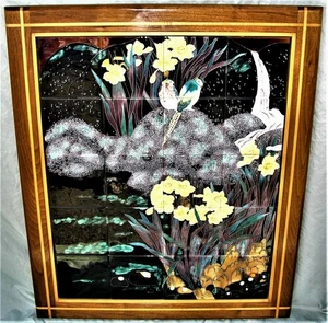 BEAUTIFUL FRAMED MID CENTURY MODERNIST CERAMIC TILE ART - "DAFFODIL CASCADE" - Picture 1 of 5