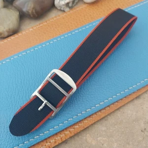 Vintage 18mm Union Blue & Red Perlon Classic 1960s Single Pass Field Watch Band - Picture 1 of 7