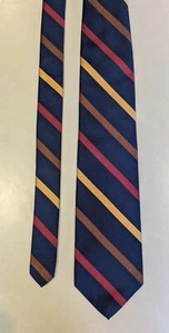 Robert Talbott Silk Repp Tie in Navy Blue w Red, Gold, and Brown Stripes EUC - Picture 1 of 7