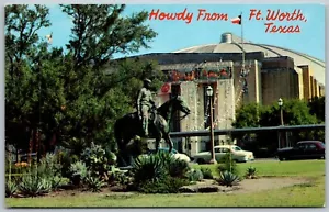 Fort Worth Texas 1950er Postkarte Will Rogers Statue und Memorial Coliseum - Bild 1 von 2