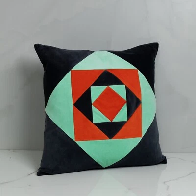 Funda de almohada de terciopelo con cremallera de algodón negra y dorada delantera trasera 20x20 pulgadas Foto 1 de 3