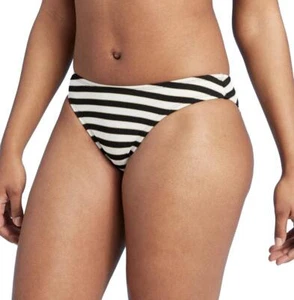 Parte inferior de bikini hipster acanalada para mujer Shade & Shore (rayas azules claras, medianas) - Imagen 1 de 3