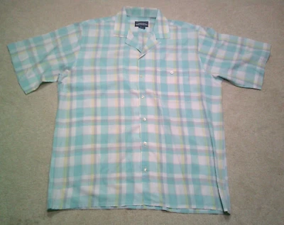 Camisa de campamento vintage Mervyns abotonada para hombre grande azul cuello lazo Rockabilly Foto 1 de 4