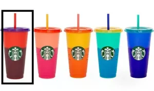 Starbucks Color Changing Pride 2020 Cold Reusable Cup Tomato Aubergine New - Picture 1 of 10