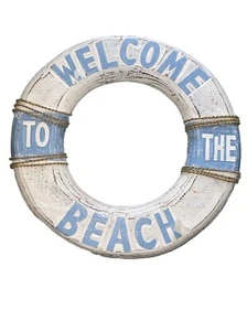 WELCOME TO THE BEACH LIFE PERSERVER RING WALL ART TIKI BAR DECORATIONS - Picture 1 of 1