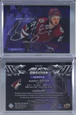 2019-20 SPx UD Black Obsidian Script Purple /25 Barrett Hayton Rookie Auto RC