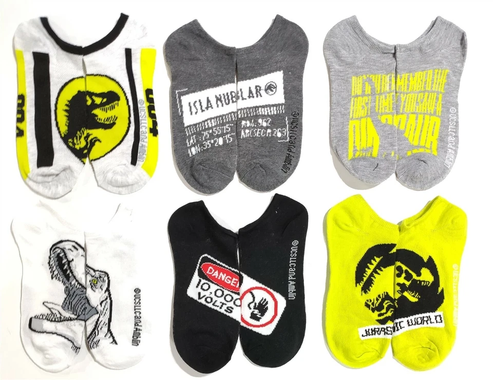 Calcetines Parque Jurásico Niños Zapato Grande Talla 3-9 Jurassic World Dinosaurio No Show Foto 1 de 4