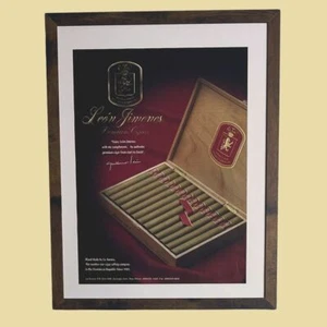Cuadro Decoración Vintage Enmarcado León Jimenes Puros Años 90 Anuncio Hombre Cueva - Imagen 1 de 6