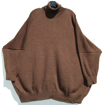 SALE! NWT Eskandar Bergdorf Goodman BROWN Merino Wool Turtle Neck Sweater O/S  - Image 1 of 3