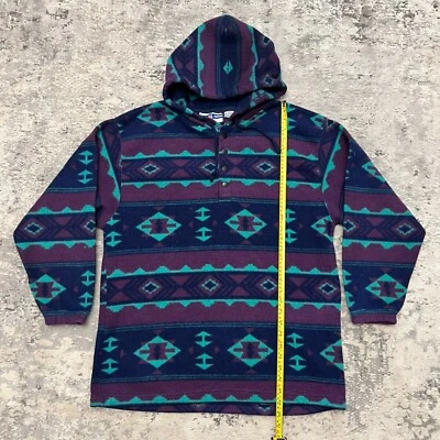 Sudadera con capucha polar vintage PRO SPIRIT para hombre M azteca suroeste de gran tamaño púrpura años 90 Foto 1 de 4