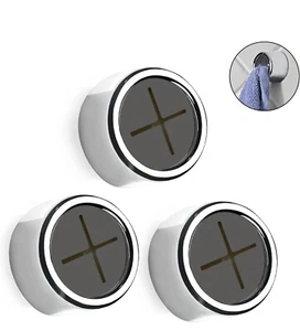 3 Pieces Kitchen Towel Hooks Round Adhesive Towel Hook Premium Chrome Finish - Picture 1 of 7