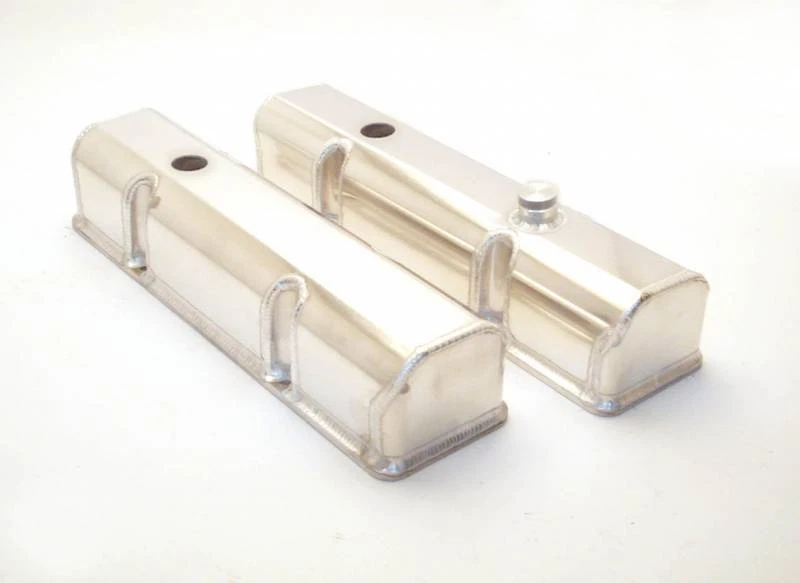 Cubiertas de válvula de aluminio cortadas con láser Canton Chevy SBC con puertos de llenado y PCV 350 327 305 Foto 1 de 1