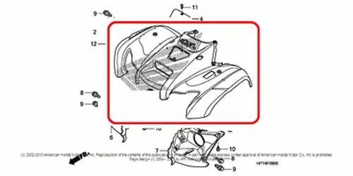 NEW OEM HONDA FOURTRAX RANCHER TRX 420 FRONT FENDER RED - Image 1 of 1