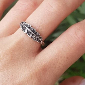 Leaf Ring Adjustable Ring, Midi Rings, Stacking Rings, Toe Rings Silver Ring - Picture 1 of 8