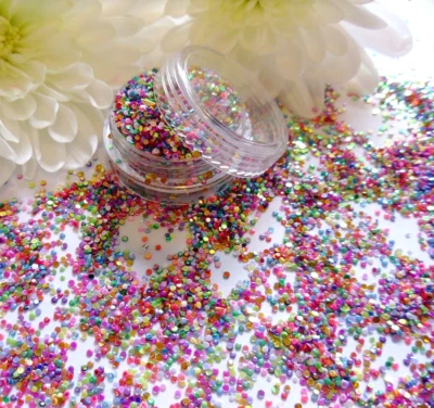Nail Art Glitter "Dots" Tiny Round Circle Holographic Mix Colours Sequin Dot Pot