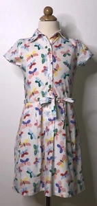 CARTER'S Girls White Cotton Butterfly Print Short Sleeve Dress Sz 7 - Picture 1 of 3