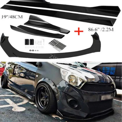 Gloss Black Front Rear Bumper Lip Side Skirt Spoiler Body For Mitsubishi Mirage - Image 1 of 4