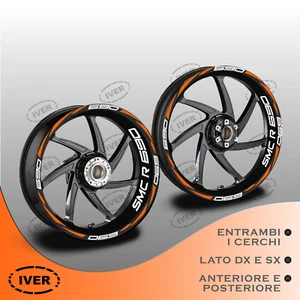 Adesivi cerchi moto ktm smc-r 690 smr arancioni bianchi - Picture 1 of 2