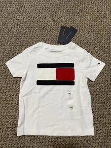 Tommy Hilfiger Bebé Niño Manga Corta Gran Bandera Logo Camiseta Blanca XXS Talla 2-3 - Imagen 1 de 5