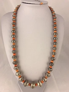 Collar de plata esterlina con cuentas de banco de perlas navajo de ostra espinosa 21" 95407 - Imagen 1 de 12